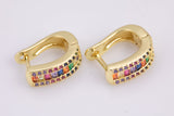 Multicolor Earrings Hoops Jewelry Hoop Earring with Cubic Zirconia Micro Pave 13x15mm