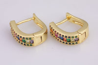 Multicolor Earrings Hoops Jewelry Hoop Earring with Cubic Zirconia Micro Pave 13x15mm