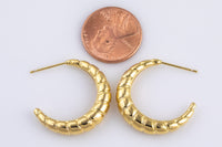 1 pair 18kt Gold  Hoop Stud Earring, Earring 24mm