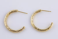 2 pairs 18kt Gold Hoop Stud Tube Wire Earring, Earring 26mm