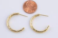 2 pairs 18kt Gold Hoop Stud Tube Wire Earring, Earring 26mm