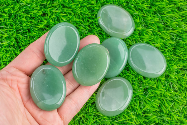 1 Pc Natural Green Aventurine Worry Stone- 35x45mm