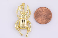 2 pcs 17x37mm 18k Gold Egyptian Scarab Charm Fly Insect Animal Necklace Pendant Bead Bails Findings for Jewelry Making