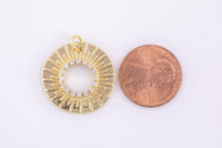 2 pcs 18K Gold Sun CZ Pendant, Micro Pave Cubic Zirconia Star Sun and Moon Charm, Celestial Charm - 22mm