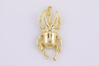 2 pcs 17x37mm 18k Gold Egyptian Scarab Charm Fly Insect Animal Necklace Pendant Bead Bails Findings for Jewelry Making