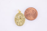 2 pcs 14k gold  Crescent Coin Moon Pendant, Celestial Jewelry Cubic zirconia Star Medallion -16x22mm