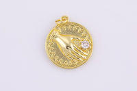 2 pc 18 kt Gold  Tarot Hand Reading Coin Charm - 18mm