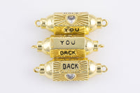 1 pc 18 kt Gold  Enamel Candy Chocolate Bon Bon Connector Charm- Heart You Back- 11x33mm