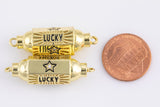 1 pc 18 kt Gold  Enamel Candy Chocolate Bon Bon Connector Charm- Lucky Star- 11x33mm