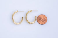 2 pcs Gold Hoop Earring Round Beaded Hoop Earring 14K Gold Statement Jewelry for Teen Women Girl-20x25mm