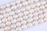 8*12mm, 9*13mm Potato Nugget Pearl A Quality Round Freshwater Pearl-Full Strand 15.5 inch Strand