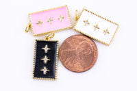 1 pc 24K Gold  North Star Charm Pendant Enamel Tag Charm Black Pink Red Blue Tag jewelry for Necklace bracelet charm-12x22mm