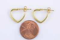 4pc 18kt Gold  Earrings Stud Heart Earrings- 2 pcs Per prder- 16mm