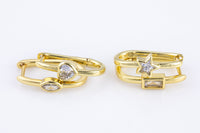2 pcs 14k Gold  Earrings Bold rectangle hoop earrings / minimalist earrings gift - CZ- 2 pcs per order- 15x22mm