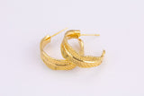 2 pcs Gold Hoop Earring Feather Hoop Earring 14K Gold  Statement Jewelry for Teen Women Girl-34mm