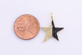 1 pc Dainty Star CZ Charm- 18k Gold  CZ  Star Charm, Celestial Pendant, Micro Pave Charm-16mm