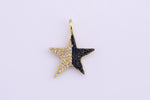 1 pc Dainty Star CZ Charm- 18k Gold  CZ  Star Charm, Celestial Pendant, Micro Pave Charm-16mm