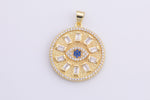 1pc 18k Gold Coin Evil Eye Charm Diamond CZ Drop Charm Cubic Protector Pendant Tiny Lucky Dainty Necklace - 23mm