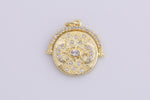 2 pc 18k Gold  Coin Evil Eye Charm Diamond CZ Drop Charm Cubic Protector Pendant Tiny Lucky Dainty Necklace - 19mm