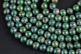8-9mm Off Round Potato Freshwater Pearl- Full 15 inch strand- Teal