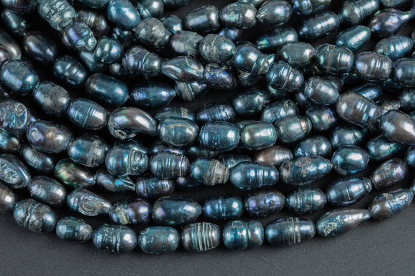 Peacock 7x9mm  Potato Pearl A Quality Round Freshwater Pearl- 15 inch strand