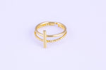1 pc Gold Ring Bar Ring, Adjustable Ring, Minimalist Cz Ring, Micro Pave Ring, Gold Open Ring, Dainty Jewelry