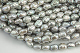 7x9mm Platinum Silver Flat Potato Nugget Pearl A Quality Round Freshwater Pearl