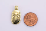 2pc 18k Gold  Coin Star Charm Pendant Wax Stamped - 12x21mm- 2 pcs per order