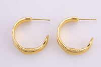 2 pcs Gold Hoop Earring Feather Hoop Earring 14K Gold  Statement Jewelry for Teen Women Girl-34mm