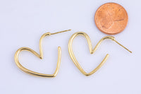 4pc 18kt Gold Earrings Stud Heart Earrings- 4 pcs Per prder- 25mm