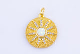 1 pc 18K Gold Sun Opal Z Pendant, Micro Pave Cubic Zirconia Star Sun and Moon Charm, Celestial Charm for Earring Necklace
