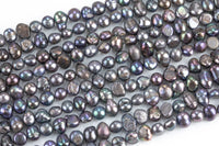 8mm - 9mm A Quality Flat Round Peacock Freshwater Pearls