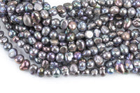 8mm - 9mm A Quality Flat Round Peacock Freshwater Pearls