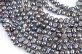 8mm - 9mm A Quality Flat Round Peacock Freshwater Pearls