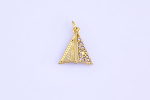 2 pcs 18K Gold  Paper Airplane Charm for Earring Necklace-12x15mm