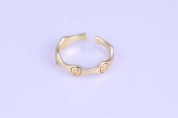 1 pc Gold Smile Face Ring, Adjustable Ring, Minimalist Ring, Gold Open Ring, Dainty Jewelry