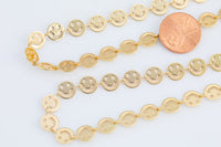 18k Gold Fancy 8mm Smiley Face Chain by the Foot Unfinished Chain for Necklace Bracelet Component