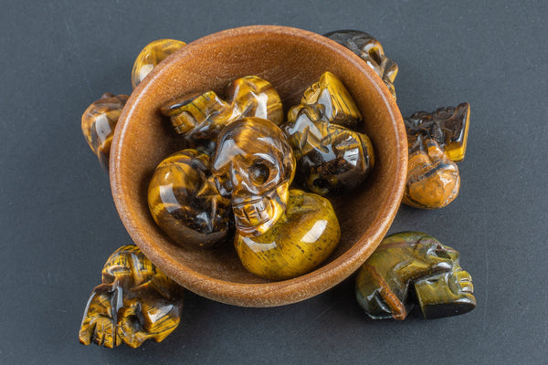 1 Pc Tiger Eye Skull Skulls ~1" - Self Standing - Not Drilled