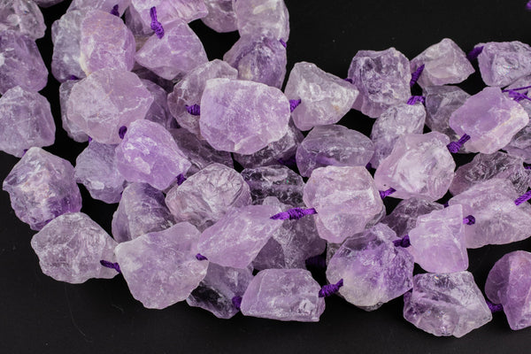 Natural Amethyst Rocks - New Organic Cut Matte Rough Raw Unpolished   Beads 15.5" Strand Gemstone Beads- 22mm