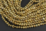 8mm A Quality Flat Round Freshwater Pearls- Golden Olive