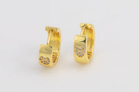 14mm 18kt Gold Heart Huggie Hoops- 14mm CZ Hoop Earring with CZ Set- 1 pair per order Huggies