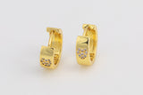 14mm 18kt Gold Heart Huggie Hoops- 14mm CZ Hoop Earring with CZ Set- 1 pair per order Huggies