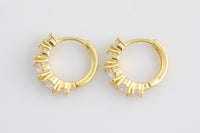 17mm 18kt Gold Huggie Hoops- 17mm CZ Hoop Earring with CZ Set- 1 pair per order Huggies