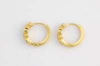 17mm 18kt Gold Heart Huggie Hoops- 17mm CZ Hoop Earring with CZ Set- 1 pair per order Huggies