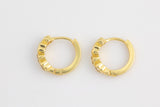 17mm 18kt Gold Heart Huggie Hoops- 17mm CZ Hoop Earring with CZ Set- 1 pair per order Huggies