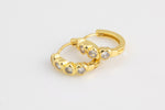 17mm 18kt Gold Heart Huggie Hoops- 17mm CZ Hoop Earring with CZ Set- 1 pair per order Huggies