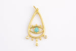 2 pcs Evil Eye Gold Blue Opal Talisman Charm Necklace, 14k Gold  Teardrop Pendant Lucky Medallion Pendant for Necklace- 15x29mm