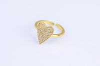 1 pc Gold Ring Heart Dainty Ring, Adjustable Ring, Minimalist Cz Ring, Micro Pave Ring, Gold Open Ring, Dainty Jewelry