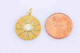 1 pc 18K Gold Sun Opal Z Pendant, Micro Pave Cubic Zirconia Star Sun and Moon Charm, Celestial Charm for Earring Necklace