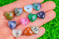 1 Pc Natural Jade Heart Shaped Healing Stones Gemstone Hearts Healing Stones-15mm- .5 inches